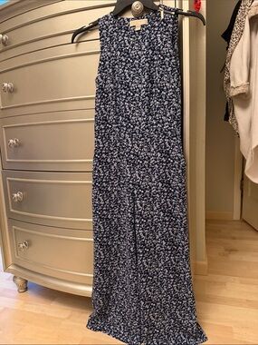 Michael Kors Navy and White Floral Jumpsuit